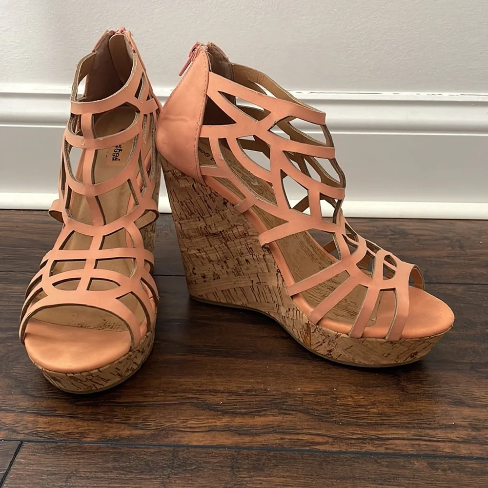 Cork style wedge sandals size 9